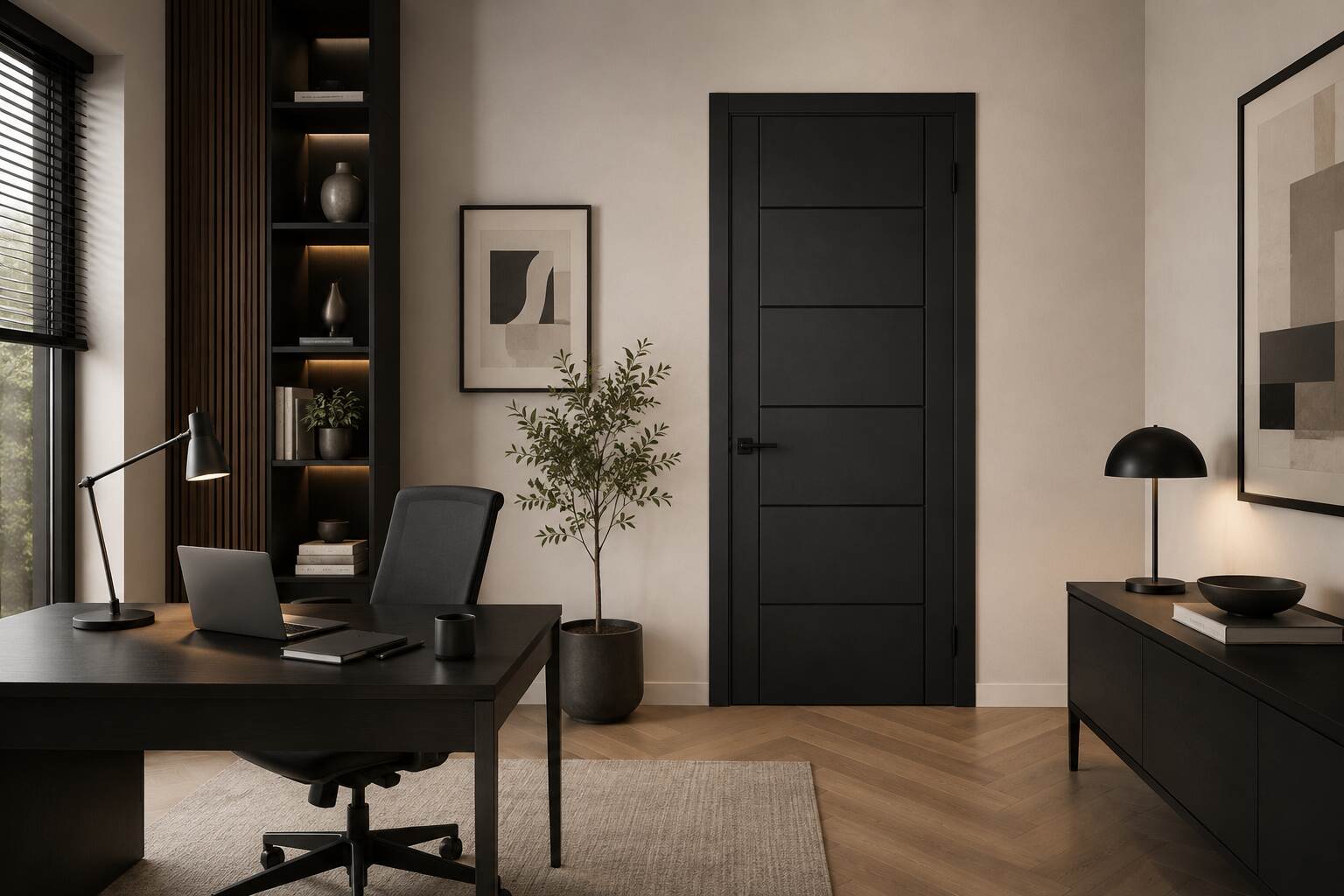 Black Laminate Linear 7P stock image